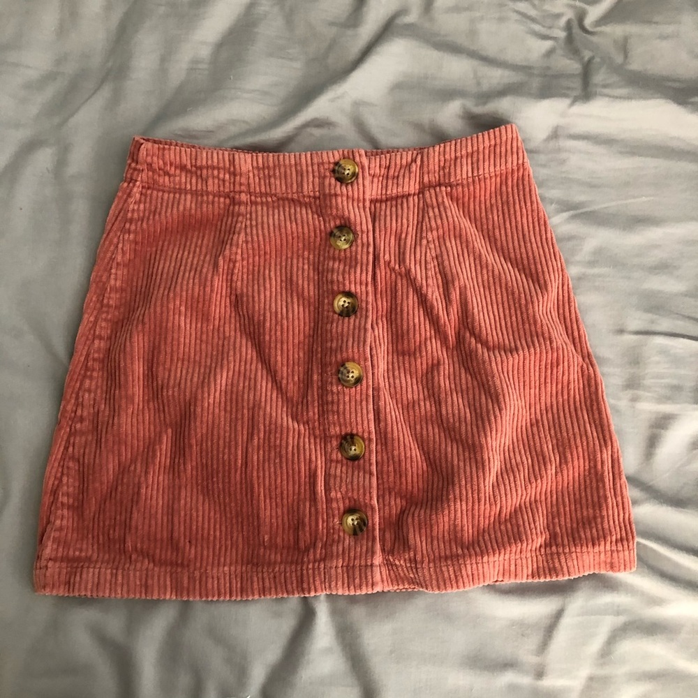 Pink corduroy mini skirt
